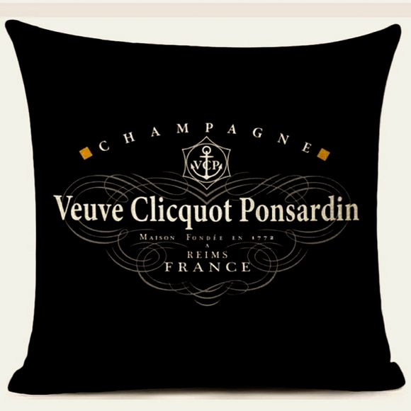 New Home Deco Linen Blend Veuve Cliequot Ponsardin Champagne Brand Pillowcase - Picture 6 of 6